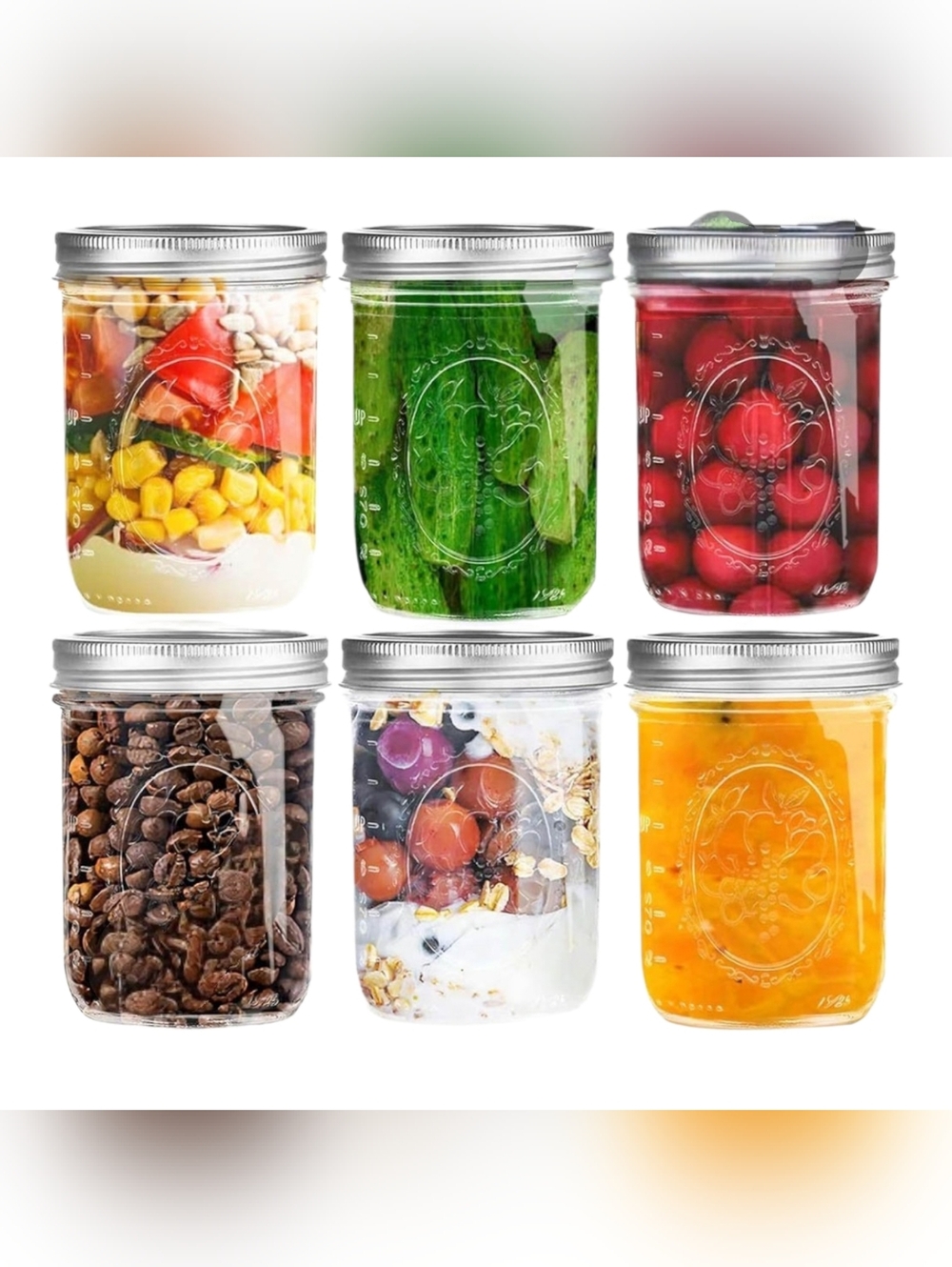Ball Mason Jars (Set of 6) with SureTight Lids 12 oz.